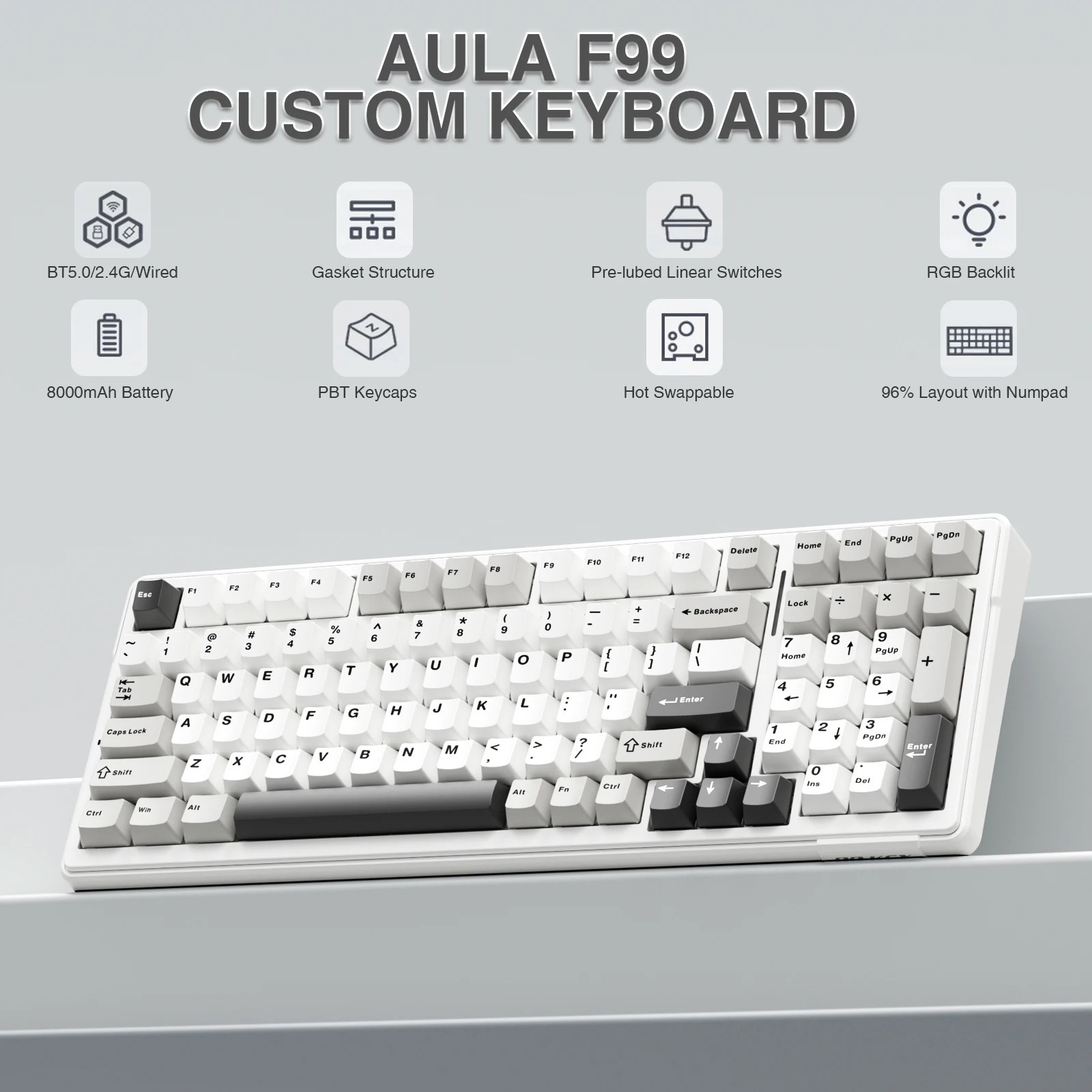 AULA F99pro RGB Wireless Mecha - Gaming Keyboard Hot Swappable review and price